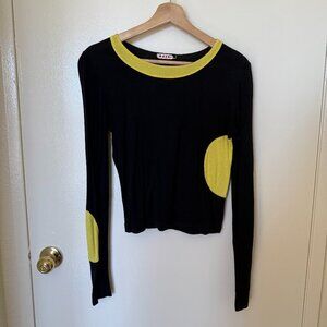 Marni Black Yellow Colorblock Long Sleeve Crop Top IT 38 / US 2​